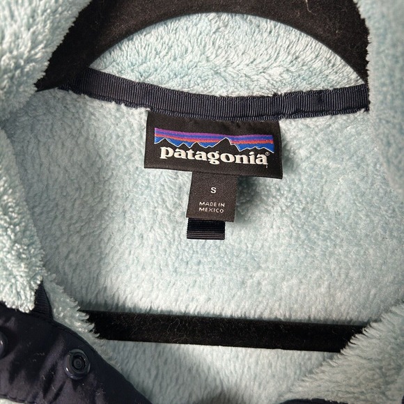 Patagonia Jacket Womens S Small blue Fleece Snap Buttons Pockets Logo - Picture 3 of 6